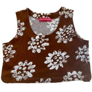 Alain Manoukian Women’s Brown Top With White Floral Print size XS